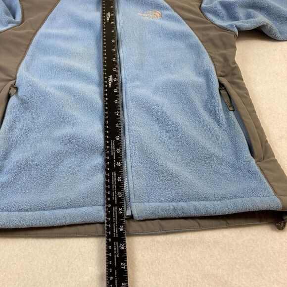 The North Face Fleece Jacket Women's Medium Blue Color Block Soft Shell Full Zip - Picture 8 of 11